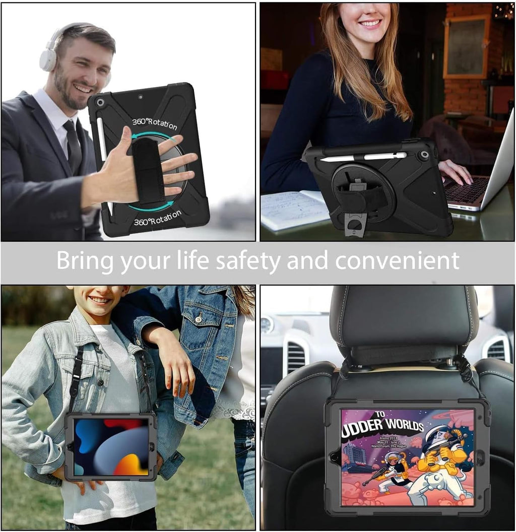 Gerutek Heavy-Duty Protective Case for iPad 10.2 Inch Black