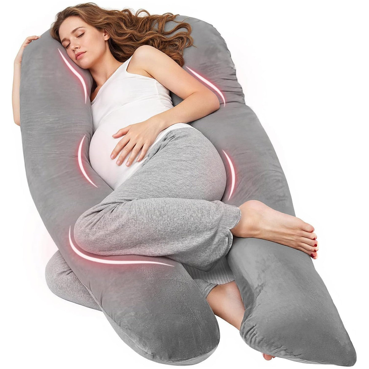 Nuliie U-Shaped Full Body Pregnancy Pillow for Sleeping - Maternity Support Cushion