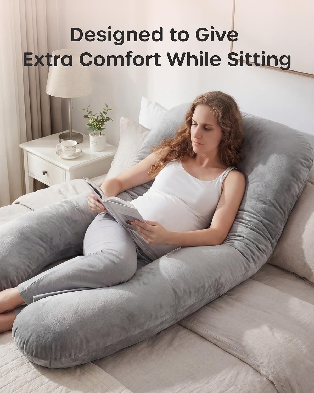 Nuliie U-Shaped Full Body Pregnancy Pillow for Sleeping - Maternity Support Cushion