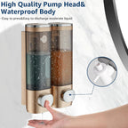 Modunful 2-Chamber Wall-Mounted Shower Dispenser - No-Drill Shampoo, Conditioner & Body Wash Pump Gold