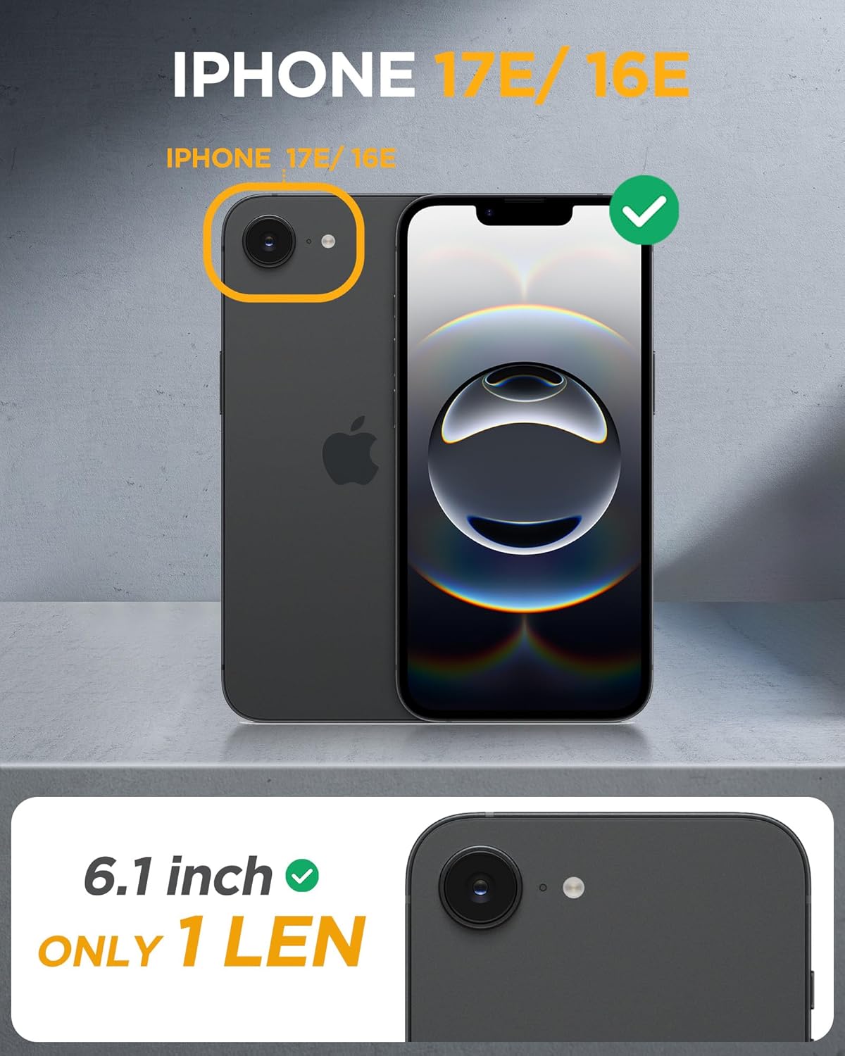 Miracase Magnetic Full-Body Case for iPhone 17e & 16e 6.1" - Built-in Screen Protector Black
