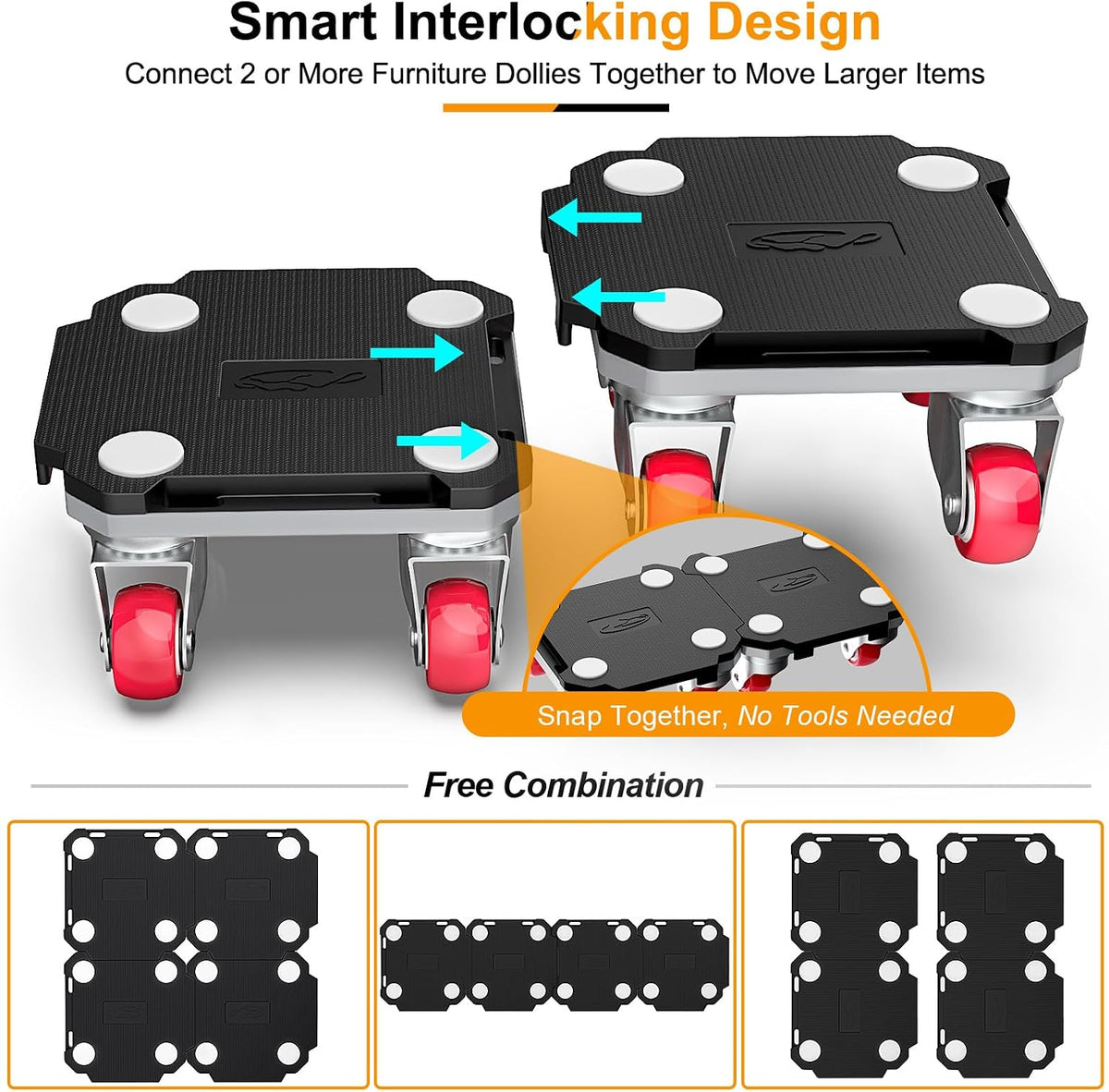 Ronlap Heavy Duty Furniture Mover Lifter Tool Set - 4 Wheel Dolly Rollers for Sofa Fridge