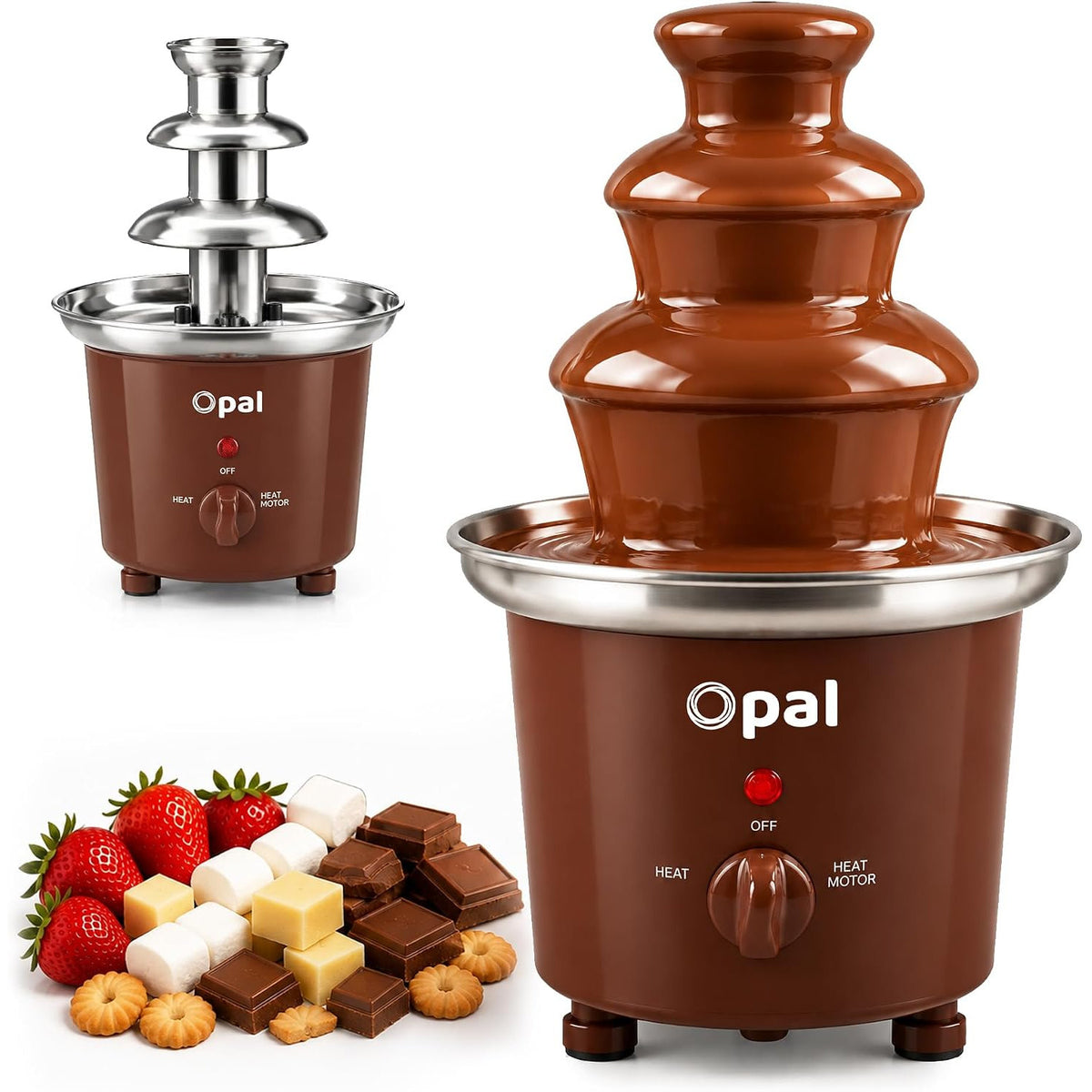 Opal Extra Large 900ml Stainless Steel 3-Tier Chocolate Fountain Fondue Machine