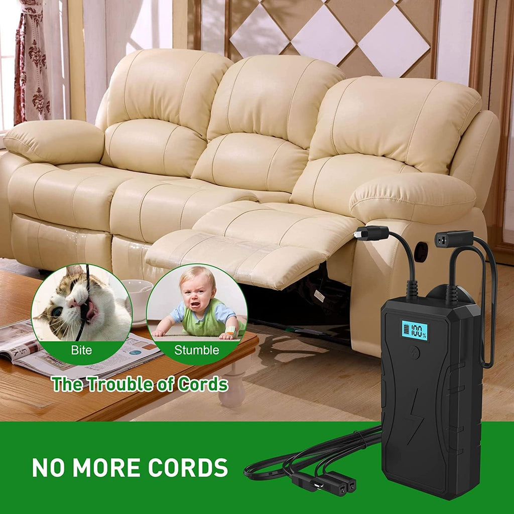 NOPWOK Universal Wireless Recliner Battery Pack 2500mAh - Rechargeable 2-Pin Power Supply for Sofa