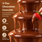 Opal 3 Tier Stainless Steel Electric Chocolate Fountain 500ml Fondue Machine Set