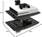suptek 2 Floating Shelf Wall bracket with Strengthened Tempered Glass for DVD Players/Cable Boxes/Games Consoles/TV Accessories, 2 Shelves, Black CS202