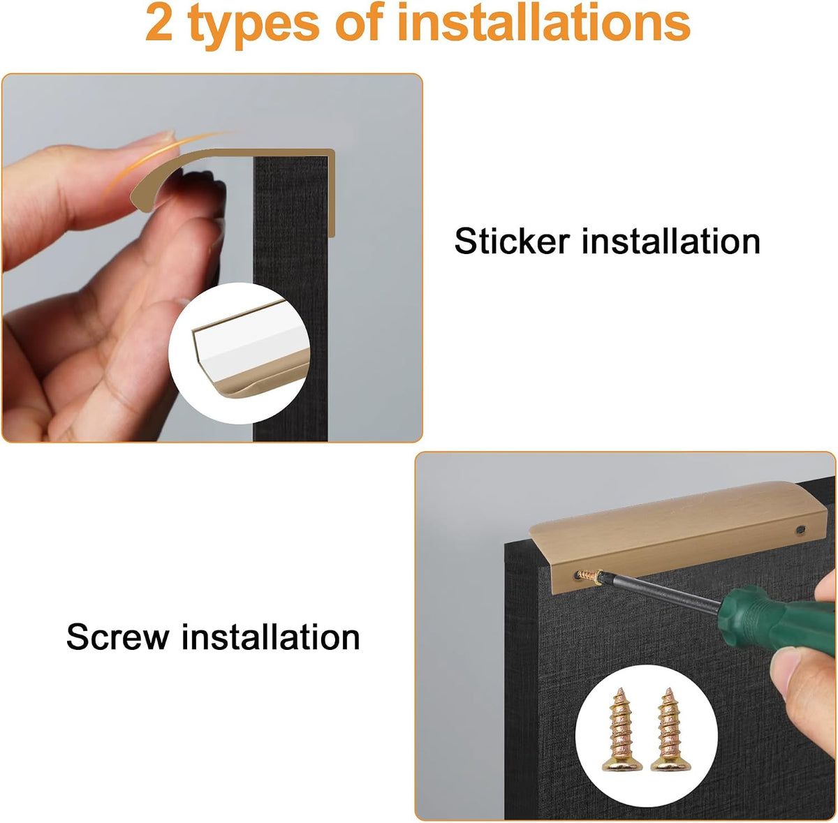 MOROBOR 16 Pack Bronze Concealed Finger Edge Pulls 120mm - Aluminum Alloy Cabinet Handles