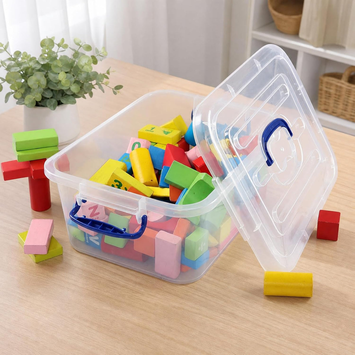 Minekkyes 8L Plastic Storage Boxes with Lids - Clear Stackable Container Set of 6