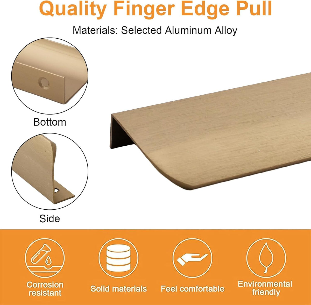 MOROBOR 16 Pack Bronze Concealed Finger Edge Pulls 120mm - Aluminum Alloy Cabinet Handles