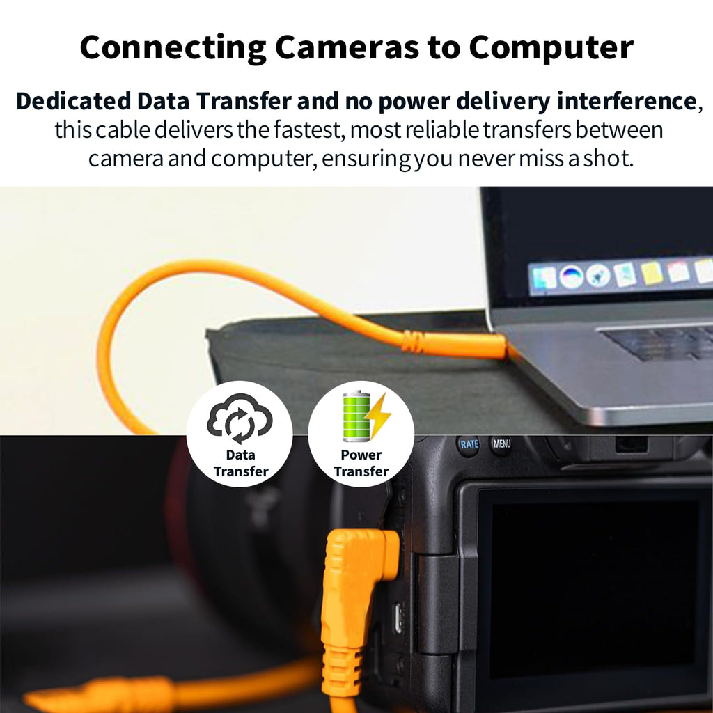 Tonton 16ft 5m Right Angle USB-C 10Gbps Tethering Cable - 60W PD Fast Charging VR & Camera Cord