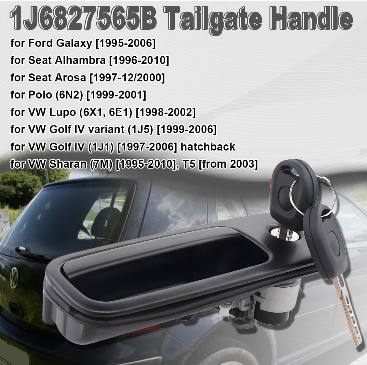 ZAMDOE Tailgate Handle with Lock 1J6827565B for VW Golf Caddy T5