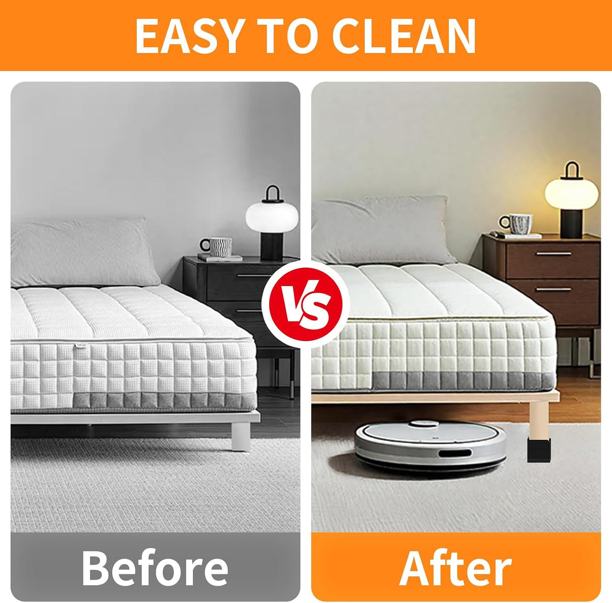 RCHYFEED 2.87 Inch Heavy Duty Bed Risers 4 Pack - 2200 lbs Furniture Elevators