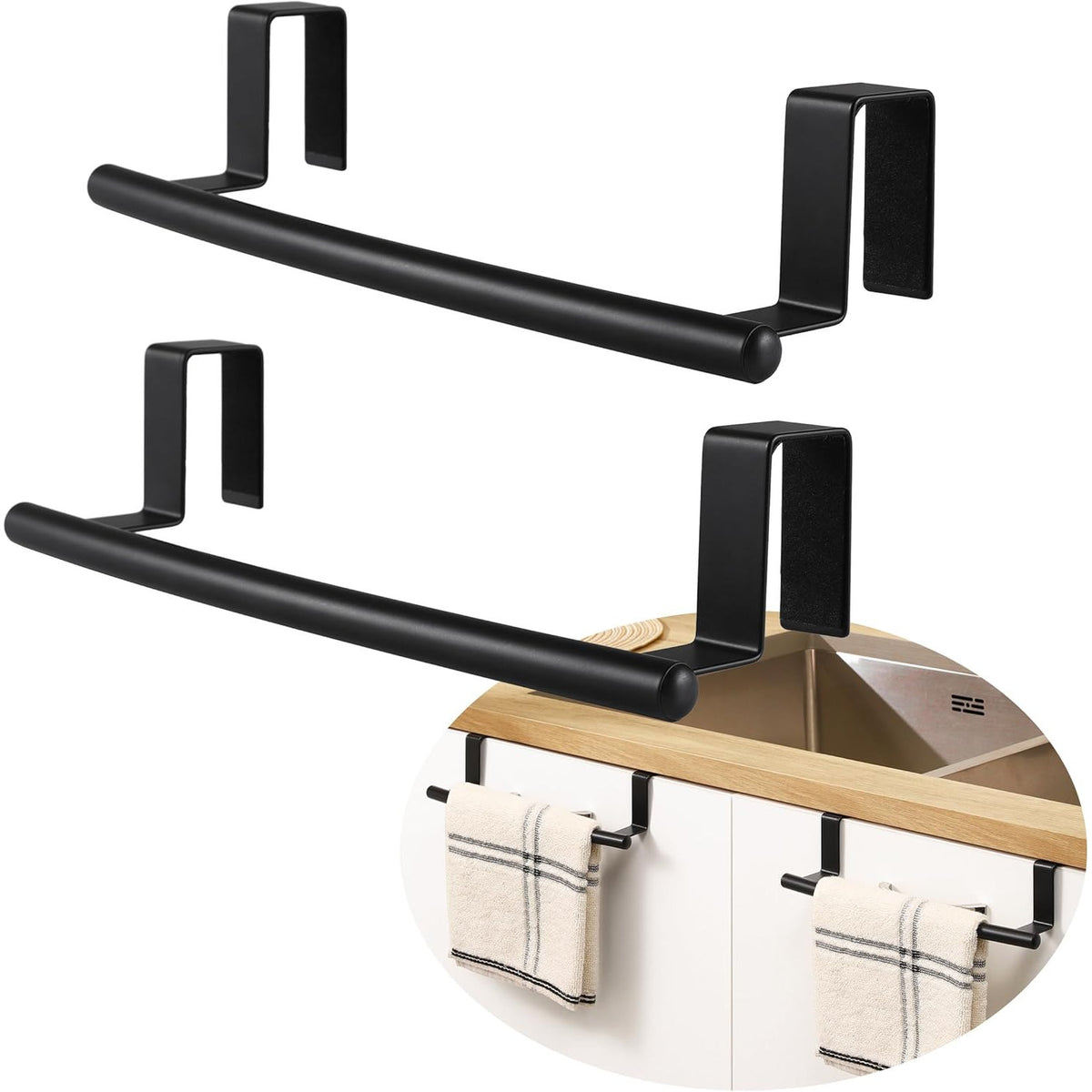 KES 2-Pack Over-Door Kitchen Towel Rails Matte Black