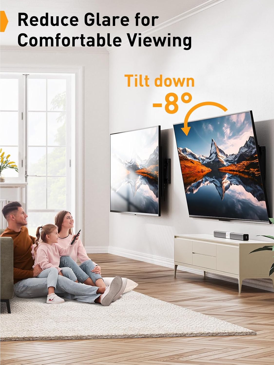 Perlegear Tilting TV Wall Mount Bracket - Fits 37-82 Inch LCD LED Flat Screen TVs Up to 60kg
