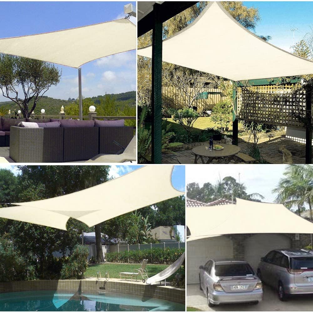 Dripex 3x4m Waterproof Rectangle Sun Shade Sail Canopy Beige