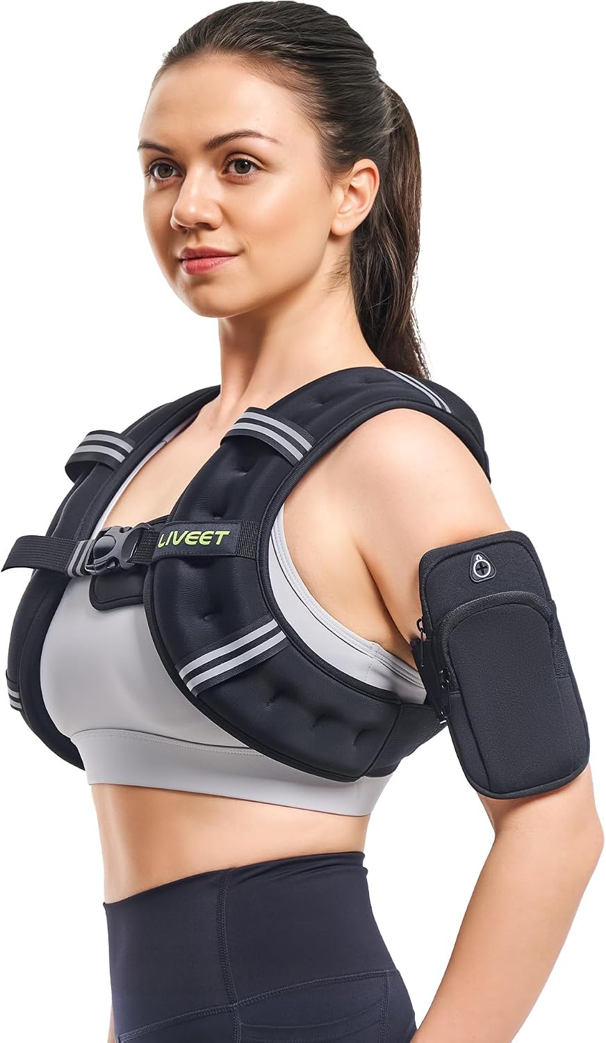 Liveet 6.8kg Certified Weighted Vest for Men & Women - Adjustable Body Weight Vest with Reflective Strips for Walking, Running & Cardio Training