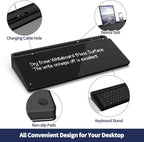 Sliandtelly Desk Glass Chalkboard with Storage 40x18cm - Dry Erase Desktop Notepad with 3 Pens