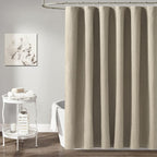 BTTN Linen Look Weighted Shower Curtain, Waterproof, 182x182cm, Tan/Khaki