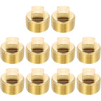 PATIKIL 10-Pack 3/4 Inch NPT Male Brass Square Plug Fittings