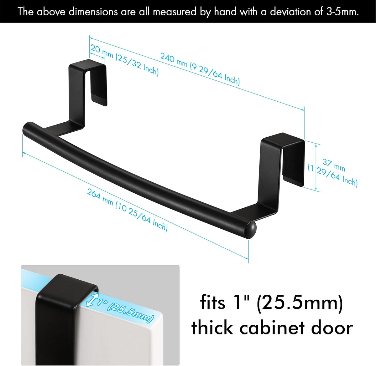 KES 2-Pack Over-Door Kitchen Towel Rails Matte Black