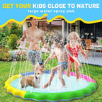 YIGAARUI 170cm Dog Paddling Pool & Sprinkler Splash Pad - Non-Slip Portable Pet Water Play Mat