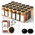 ComSaf 120ml Glass Spice Jars with Bamboo Lids & Labels for Herbs, 24 Pack