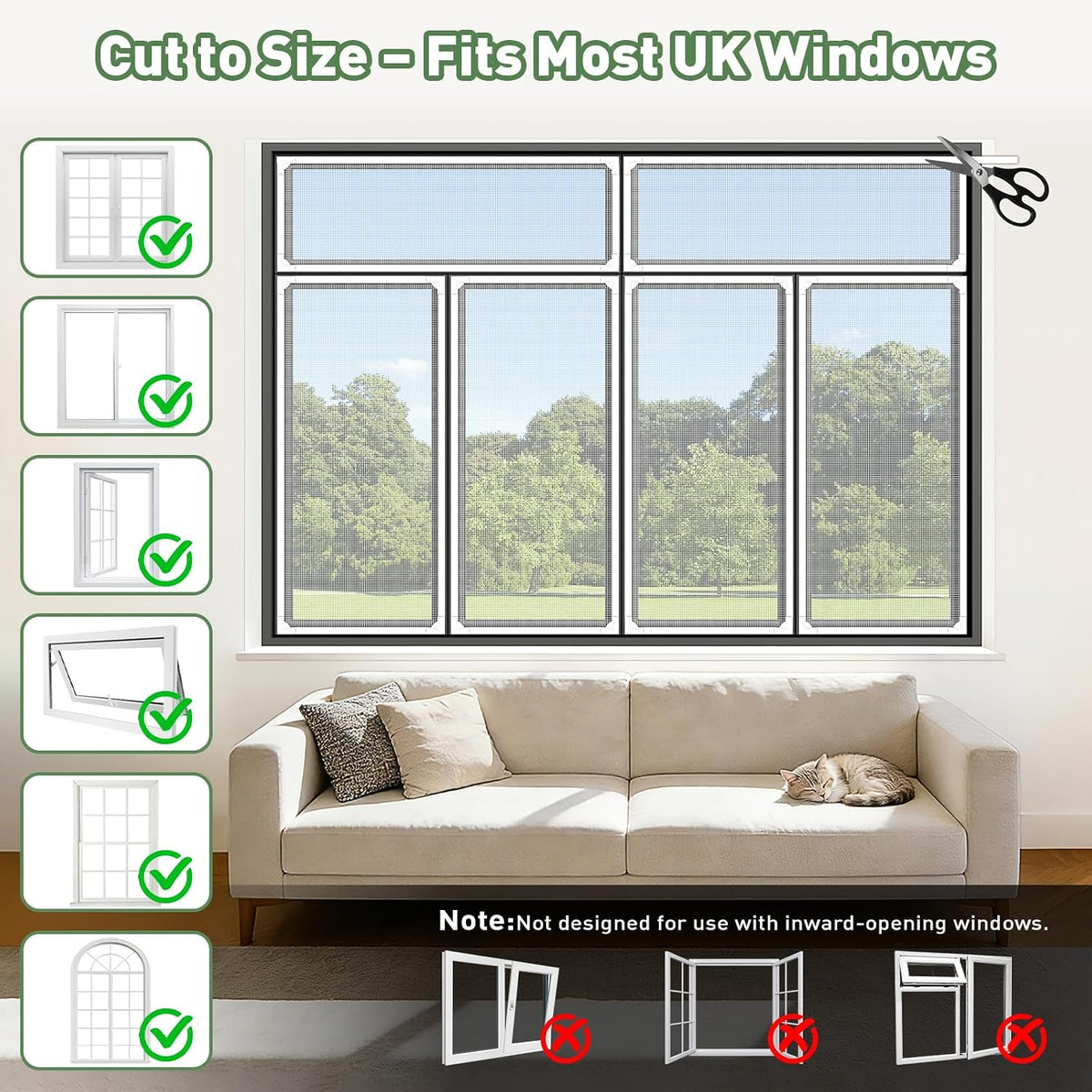 OWYR Magnetic DIY Window Fly Screen Mesh Bug Net - White Frame 120x130cm