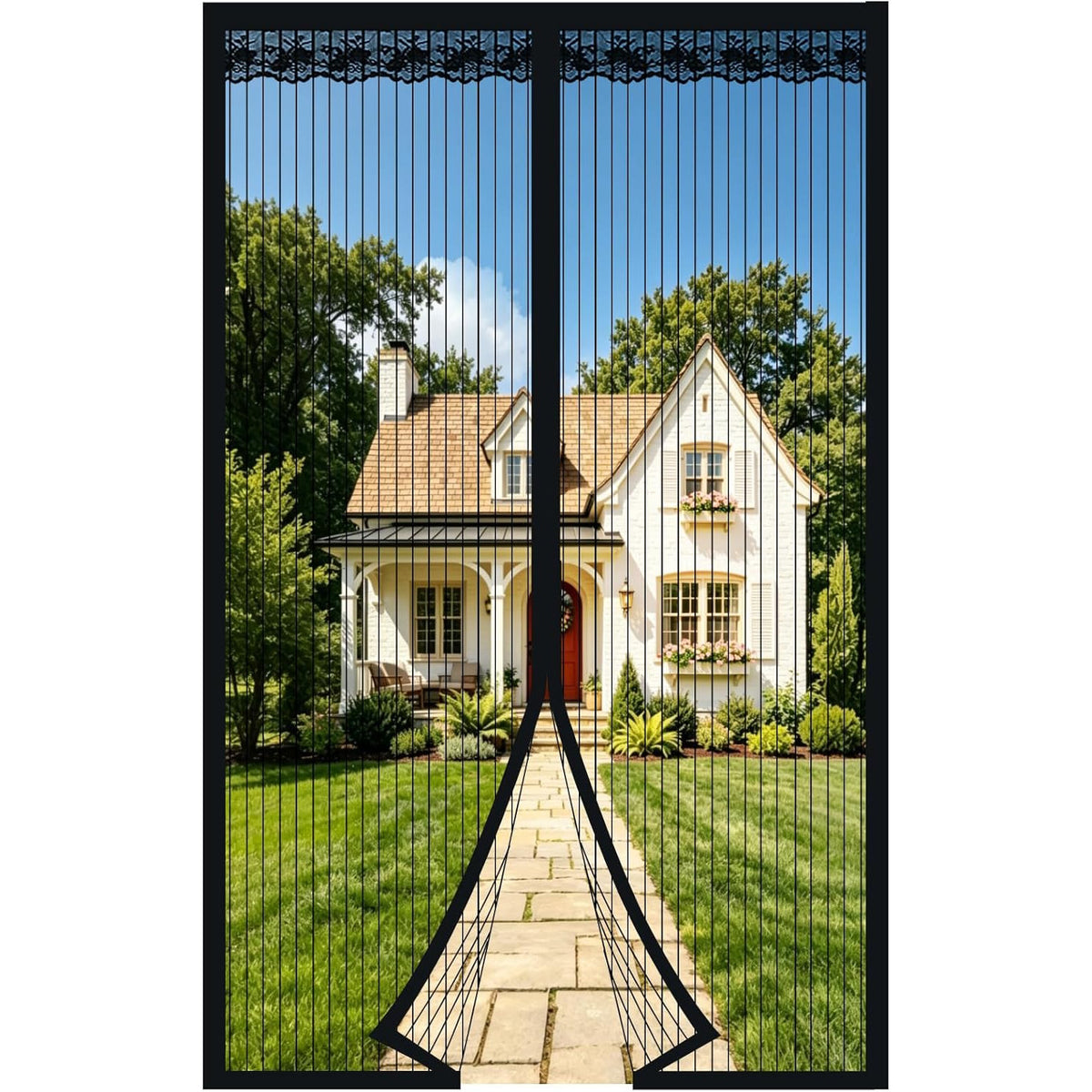 DIKER 120x210cm Magnetic Fly Screen Door - Hands-Free Mesh Insect Net Screen Black