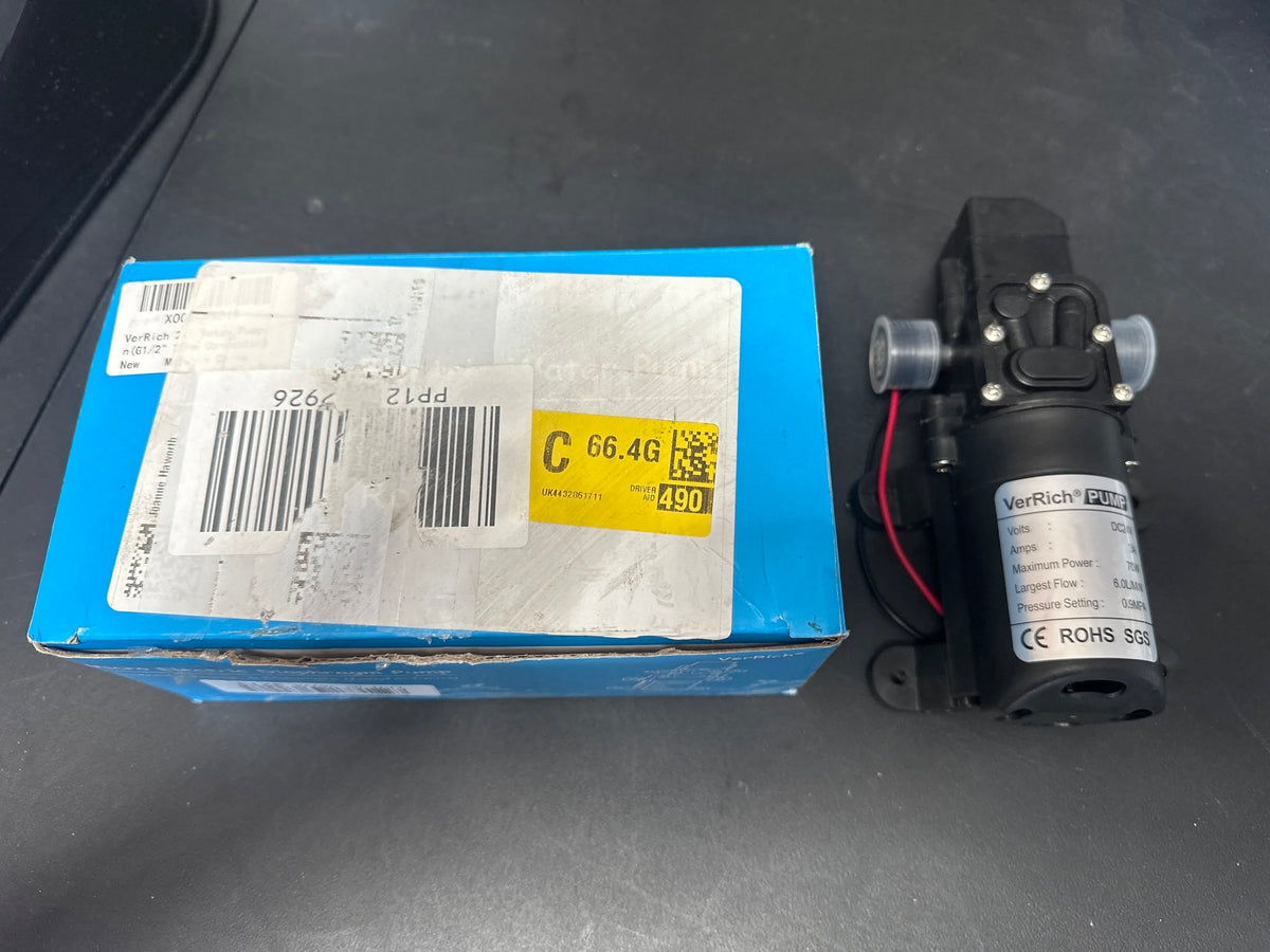 VerRich DC 24V 4L/Min 1GPM Diaphragm Water Pump - 0.9MPa Pressure Switch with G1/2" Hose Fittings