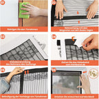 DIKER 120x200cm Magnetic Fly Screen Door - White Insect Mesh Curtain with Drill-Free Installation
