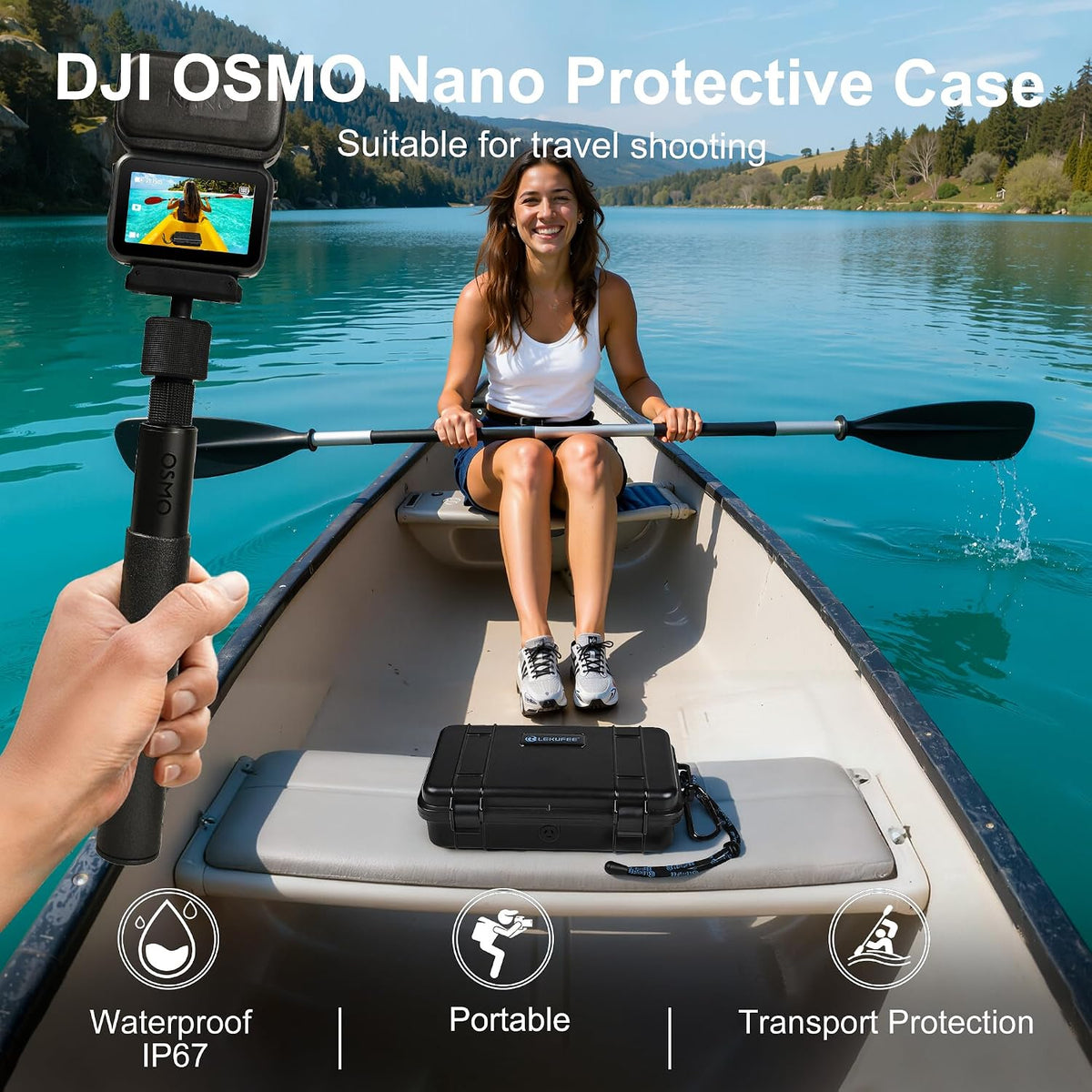 LEKUFEE Waterproof Hard Travel Case for DJI Osmo Nano Standard Combo (Case Only)