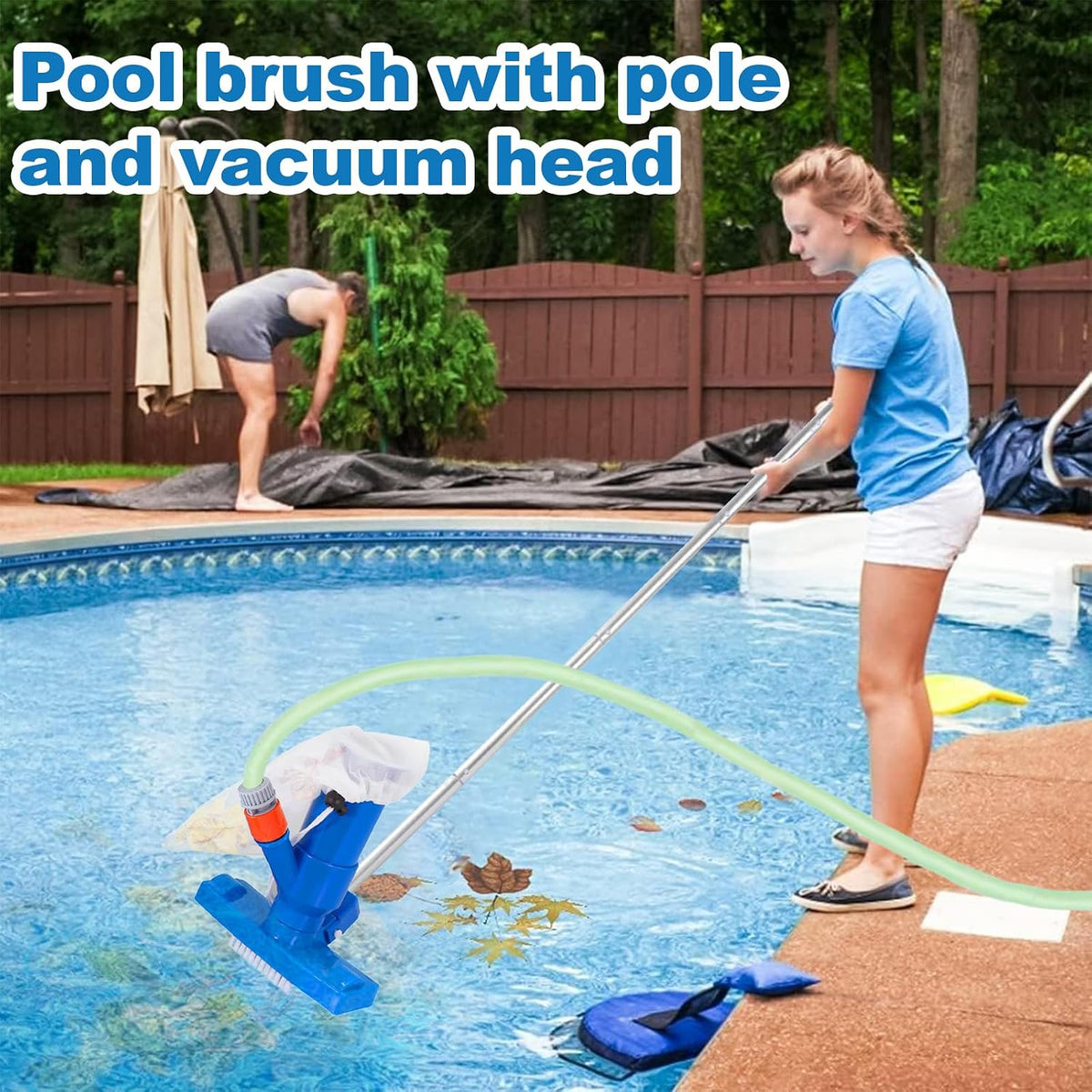 ONEANU Portable Pool Jet Vacuum Cleaner Set - Handheld Cleaner with 5 Section Pole Net Bag