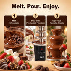 Opal 3 Tier Stainless Steel Electric Chocolate Fountain 500ml Fondue Machine Set