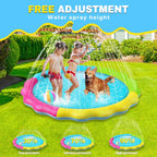 YIGAARUI 170cm Dog Paddling Pool & Sprinkler Splash Pad - Non-Slip Portable Pet Water Play Mat