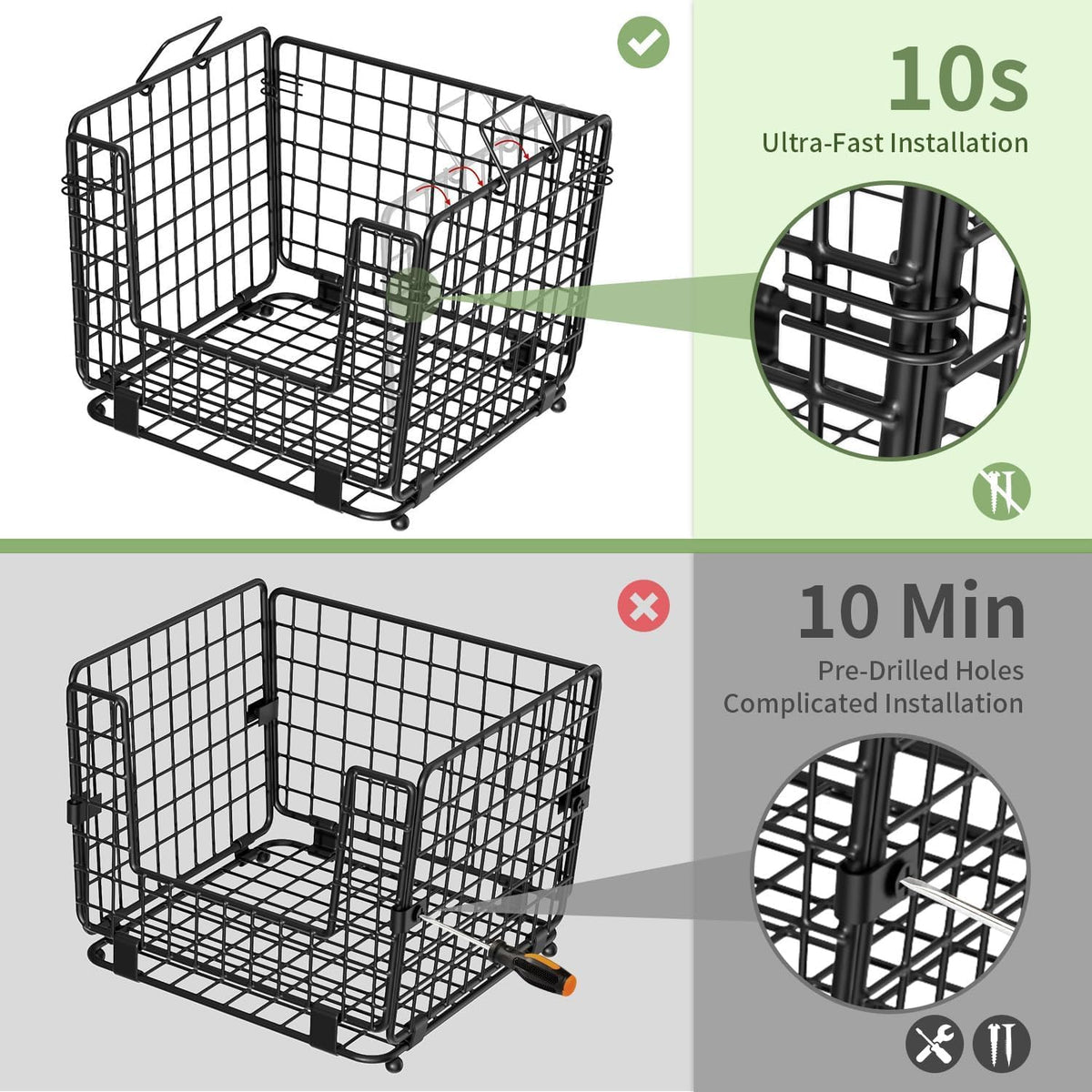 ZDXY Wire Storage Basket for Kitchen Pantry: Stackable Kitchen Counter Organizers - Wire Organizing Bin for Produce Vegetable Potato and Onion Black