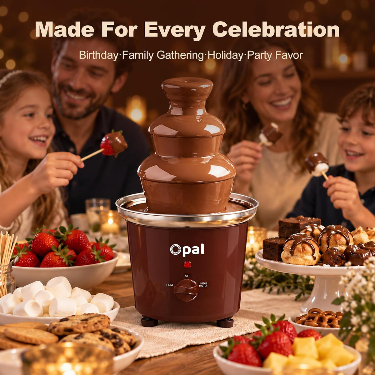 Opal Extra Large 900ml Stainless Steel 3-Tier Chocolate Fountain Fondue Machine