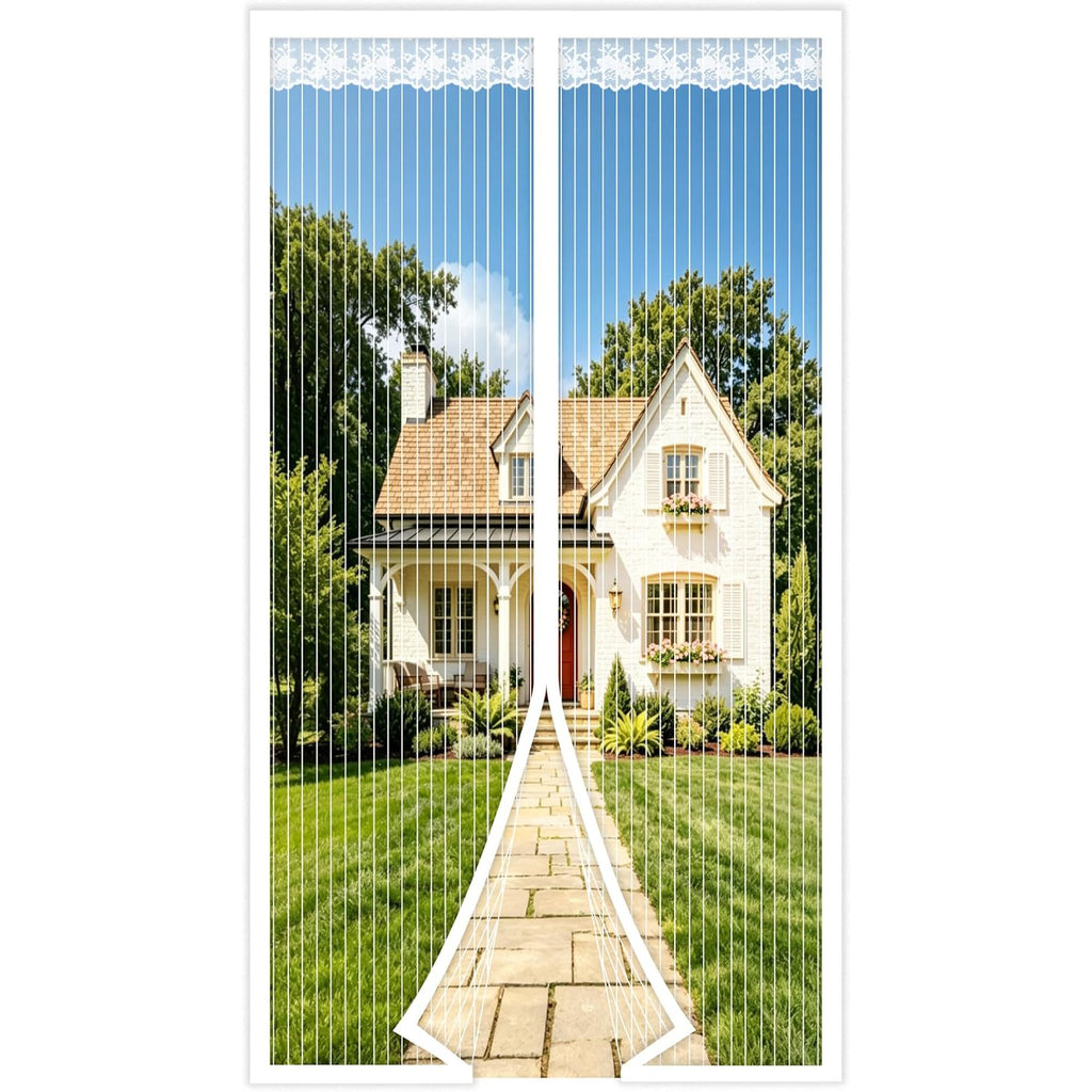 DIKER 120x200cm Magnetic Fly Screen Door - White Insect Mesh Curtain with Drill-Free Installation