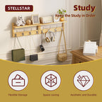 STELLSTAR 2 Pack Bamboo Wall Mounted Coat Rack with Shelf & 8 Hooks (Natural)
