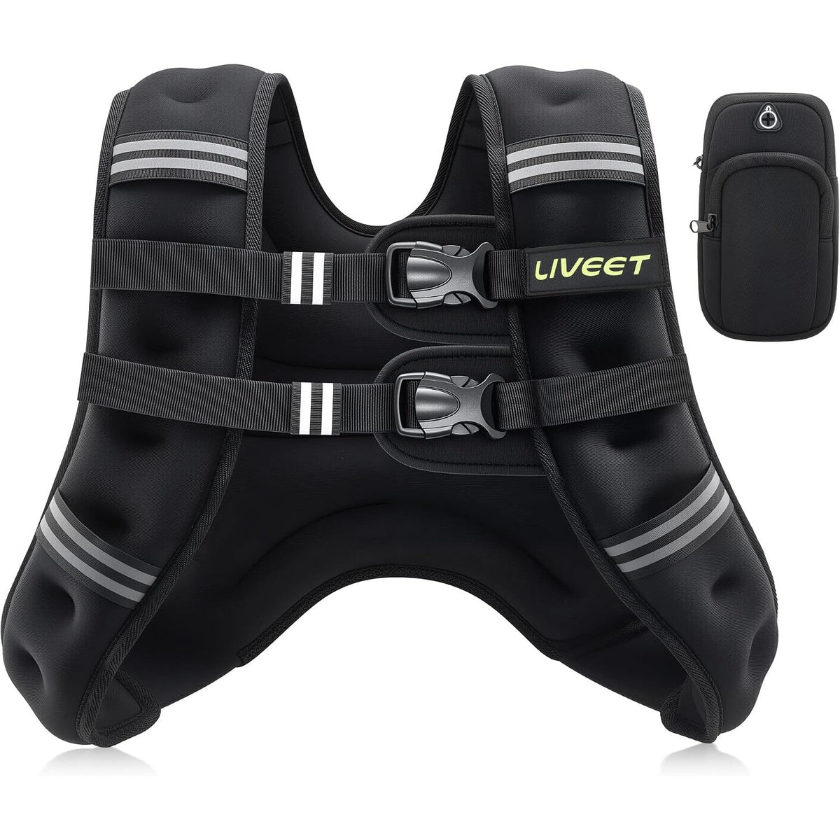 Liveet 6.8kg Certified Weighted Vest for Men & Women - Adjustable Body Weight Vest with Reflective Strips for Walking, Running & Cardio Training