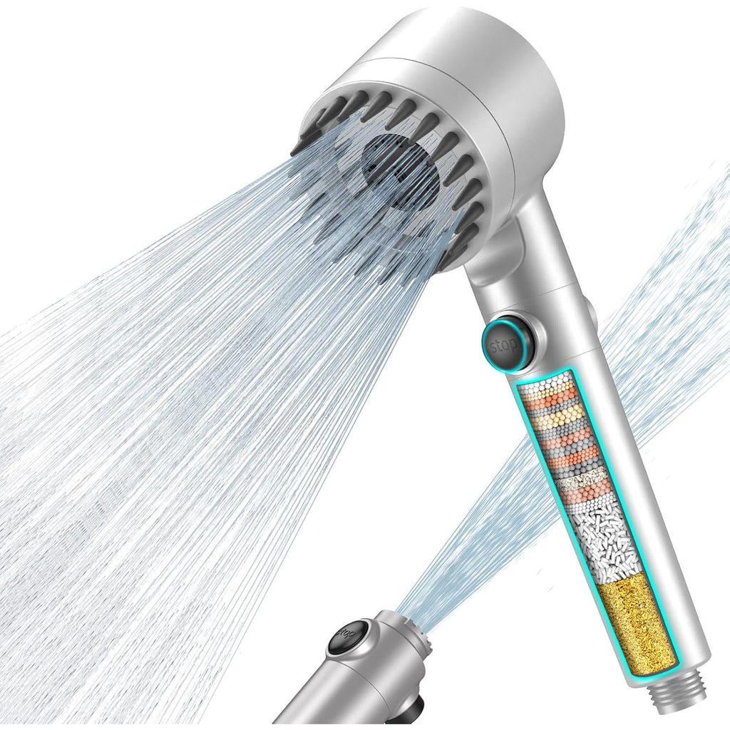 MEKO High Pressure Filter Shower Head for Hard Water - 3+1 Modes Hose Set
