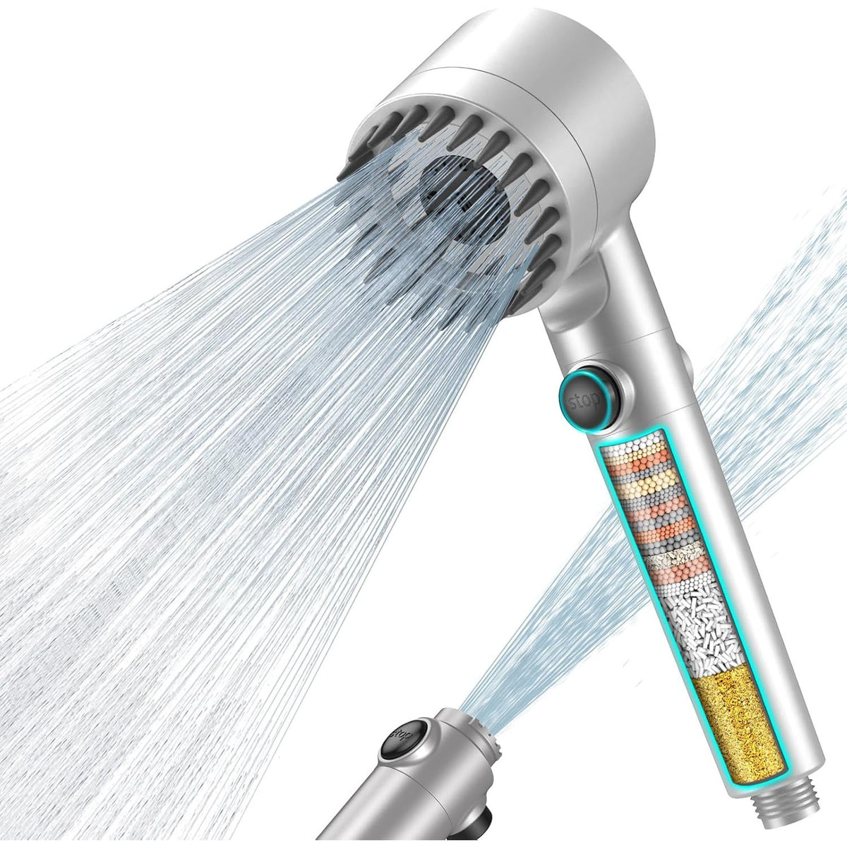 MEKO High Pressure Filter Shower Head for Hard Water - 3+1 Modes Hose Set