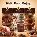 Opal Extra Large 900ml Stainless Steel 3-Tier Chocolate Fountain Fondue Machine