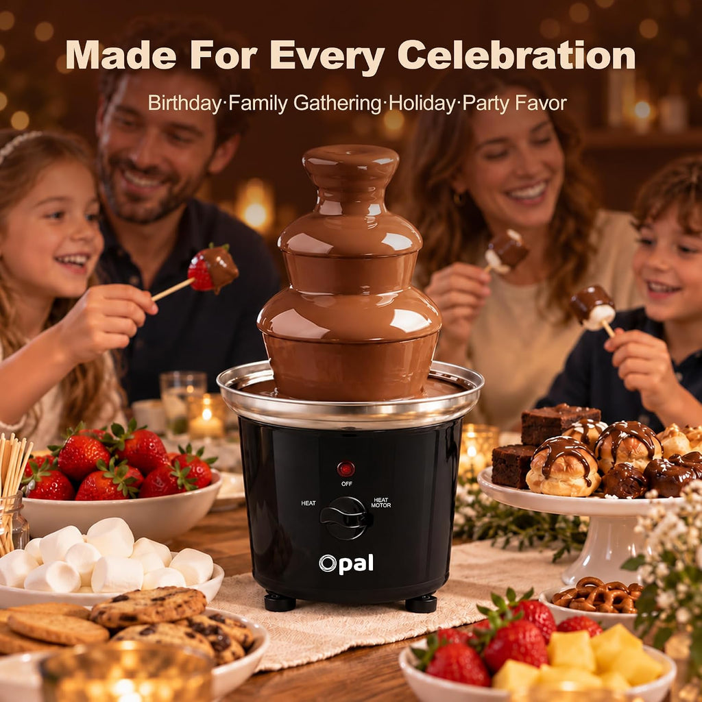 Opal 3 Tier Stainless Steel Electric Chocolate Fountain 500ml Fondue Machine Set