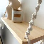 Mekase Set of 2 Boho Macrame Wall Hanging Shelves - Wooden Rope Plant Floating Display