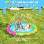 YIGAARUI 170cm Dog Paddling Pool & Sprinkler Splash Pad - Non-Slip Portable Pet Water Play Mat