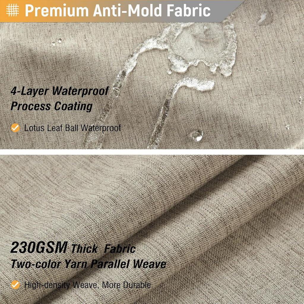 BTTN Linen Look Weighted Shower Curtain, Waterproof, 182x182cm, Tan/Khaki