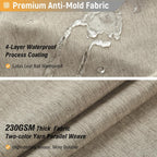 BTTN Linen Look Weighted Shower Curtain, Waterproof, 182x182cm, Tan/Khaki