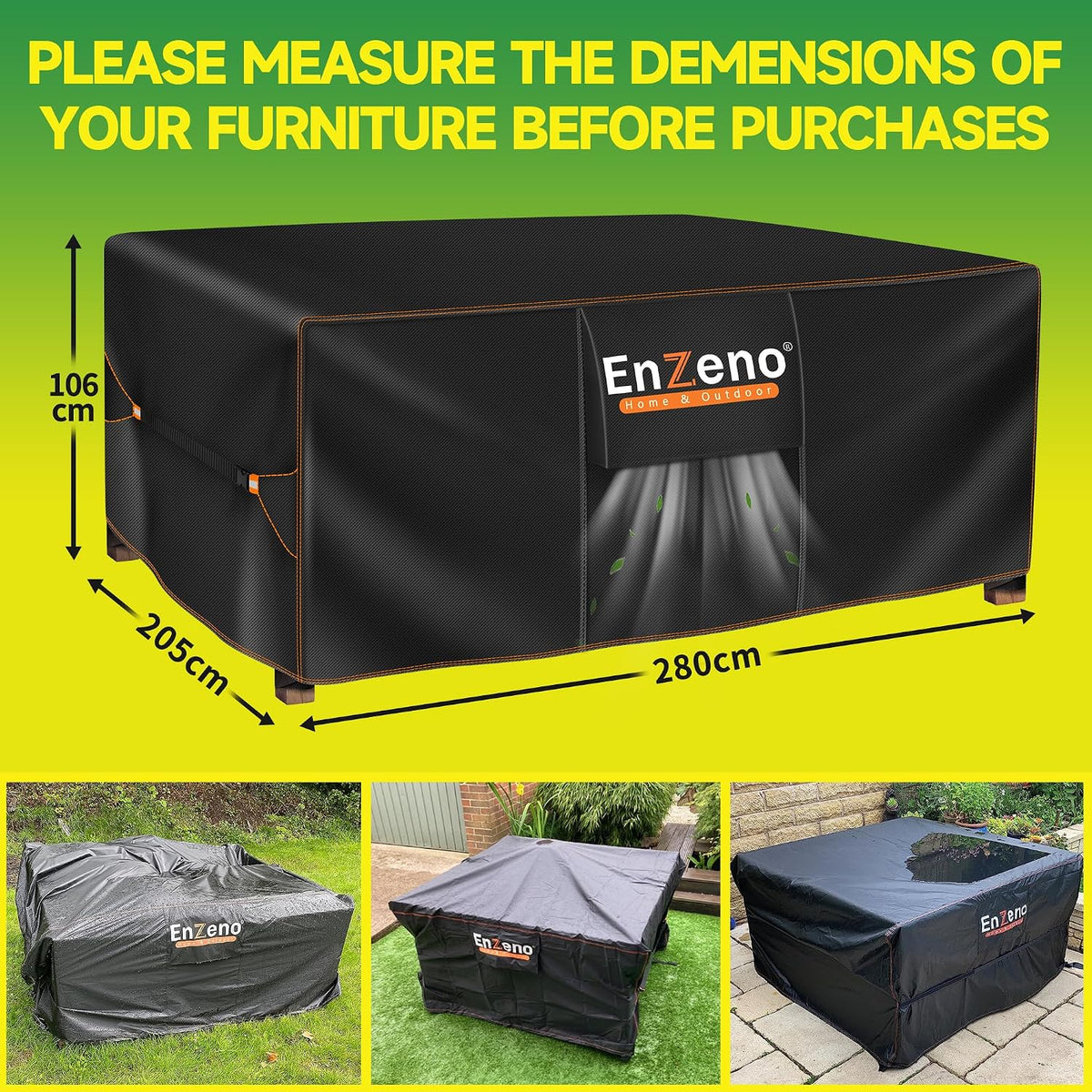 Enzeno Garden Furniture Cover Waterproof, Outdoor Sofa Table Chair Set Cover